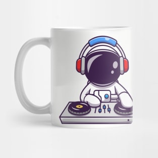 Cute Astronaut Playing DJ Electronic Music With Headphone Mug